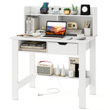 Home Office Computer Desk with Storage Shelves and Drawer Ideal for Working and Studying