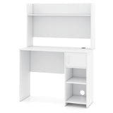 Home Office Desk with Raised Display Shelf and 2 Open Shelves