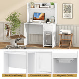 Home Office Desk with Raised Display Shelf and 2 Open Shelves