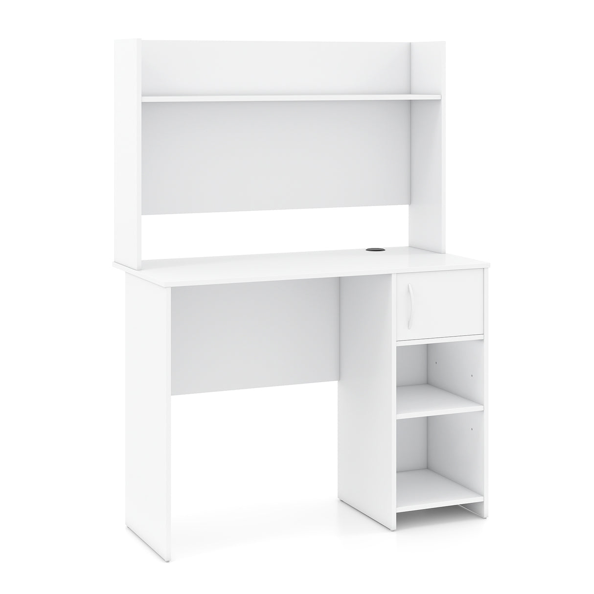 Home Office Desk with Raised Display Shelf and 2 Open Shelves