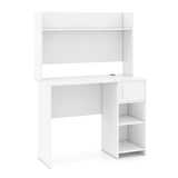 Home Office Desk with Raised Display Shelf and 2 Open Shelves