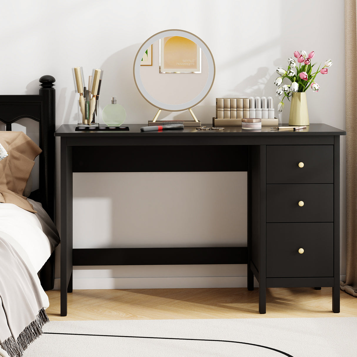 3-Drawer Home Office Study Computer Desk with Spacious Desktop