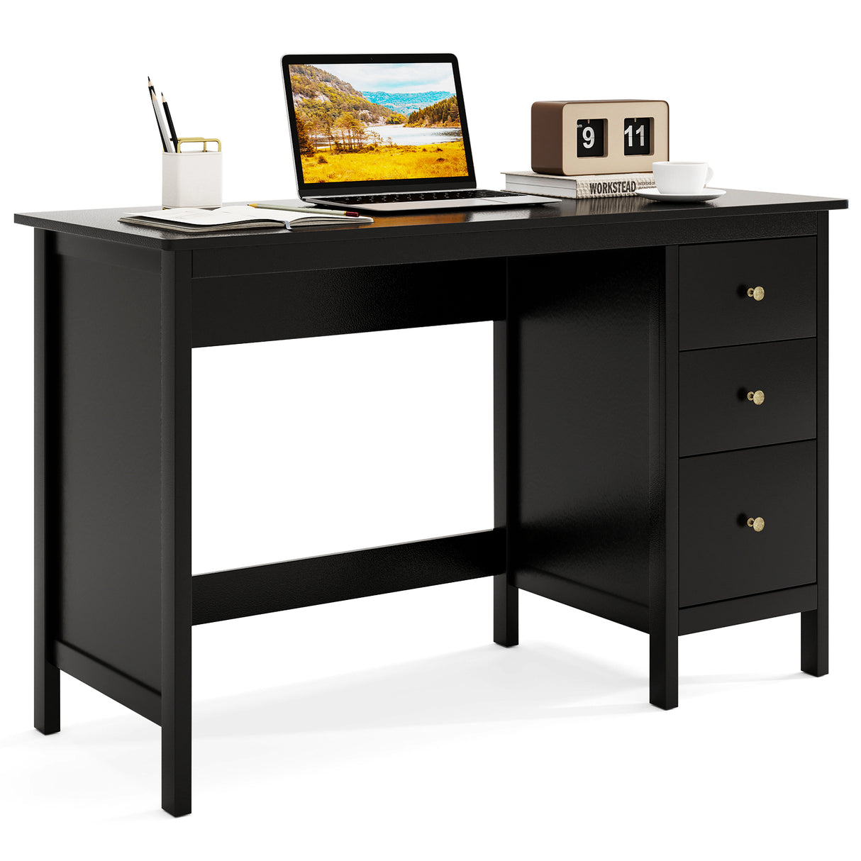 3-Drawer Home Office Study Computer Desk with Spacious Desktop