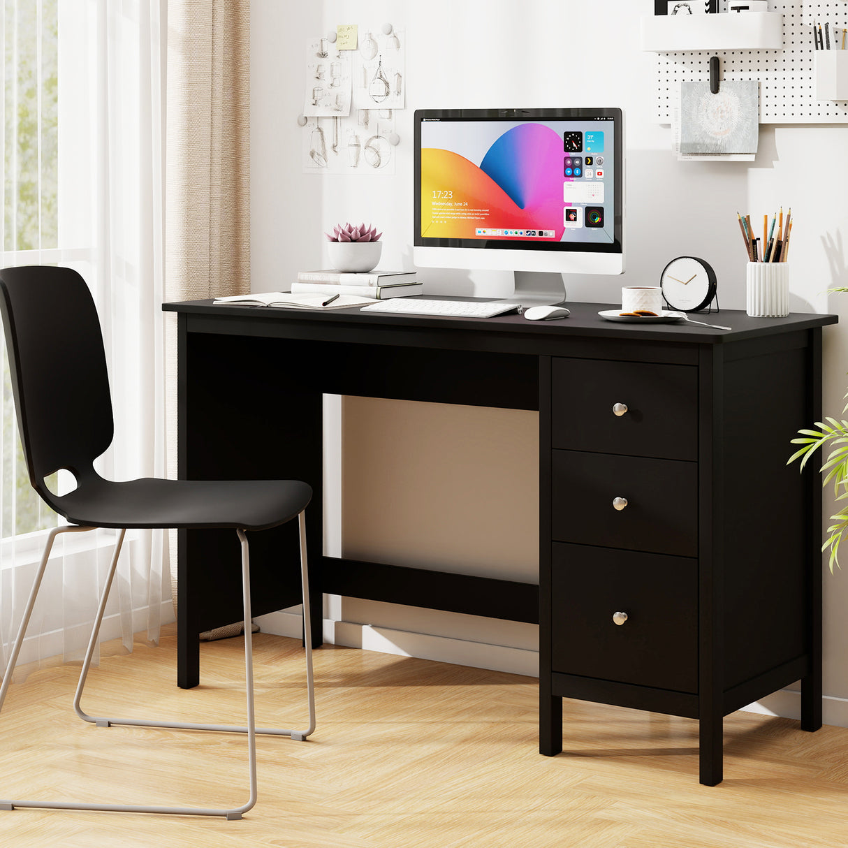 3-Drawer Home Office Study Computer Desk with Spacious Desktop