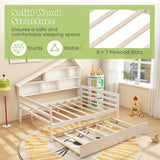 House-Shaped Full Size Daybed with Twin Size Trundle-White