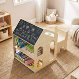 House-shaped Wooden Activity Kids Table Chair Set-Natural