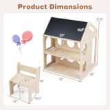 House-shaped Wooden Activity Kids Table Chair Set-Natural