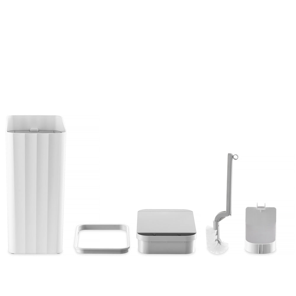 Rectangular Automatic Motion Sensor Slim Trash Can with Hidden Toilet Brush For Bathroom | DZT-10-2