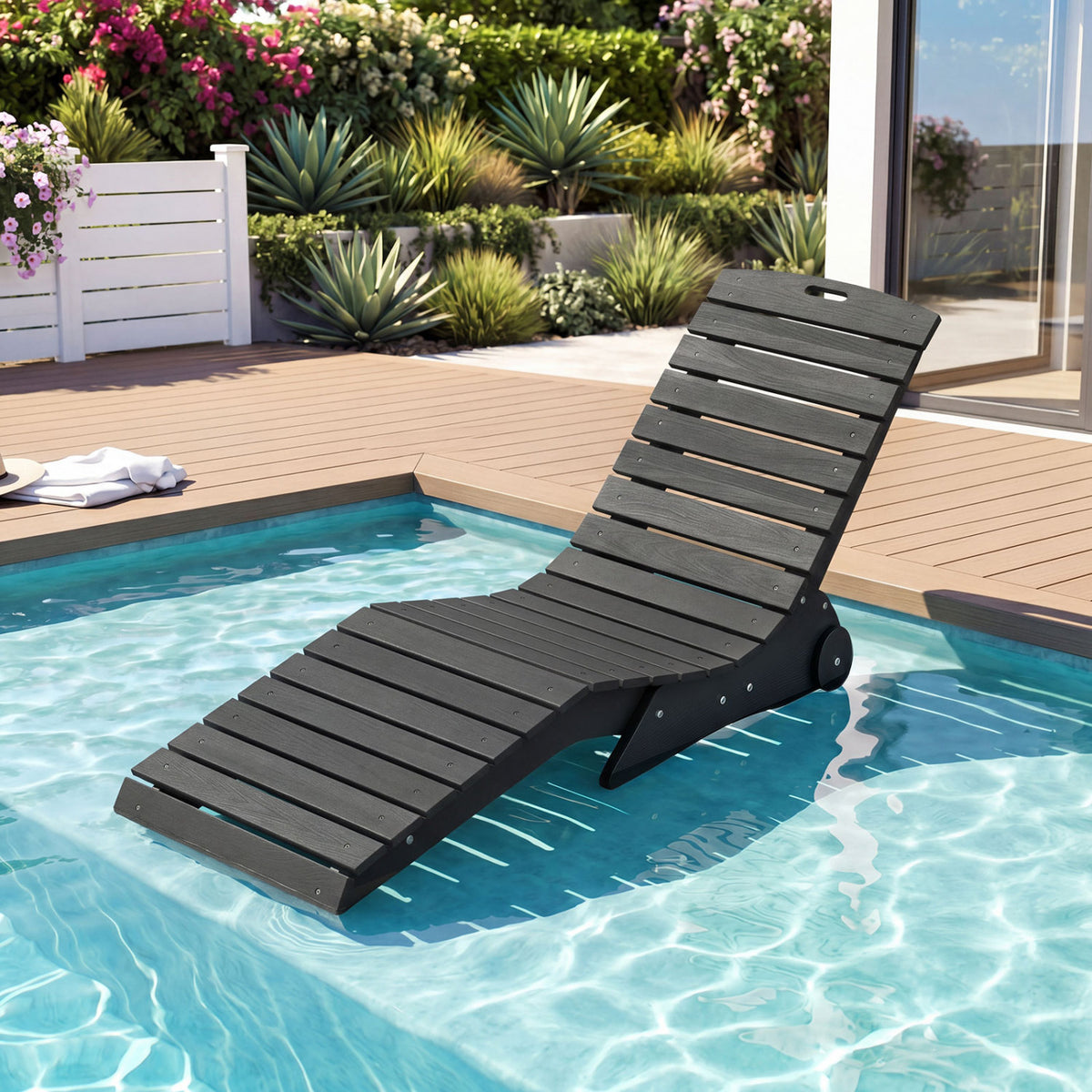 In-Pool Lounge Chair with Weighted Anti-Floating Design 450 LBS for Baja Shelf