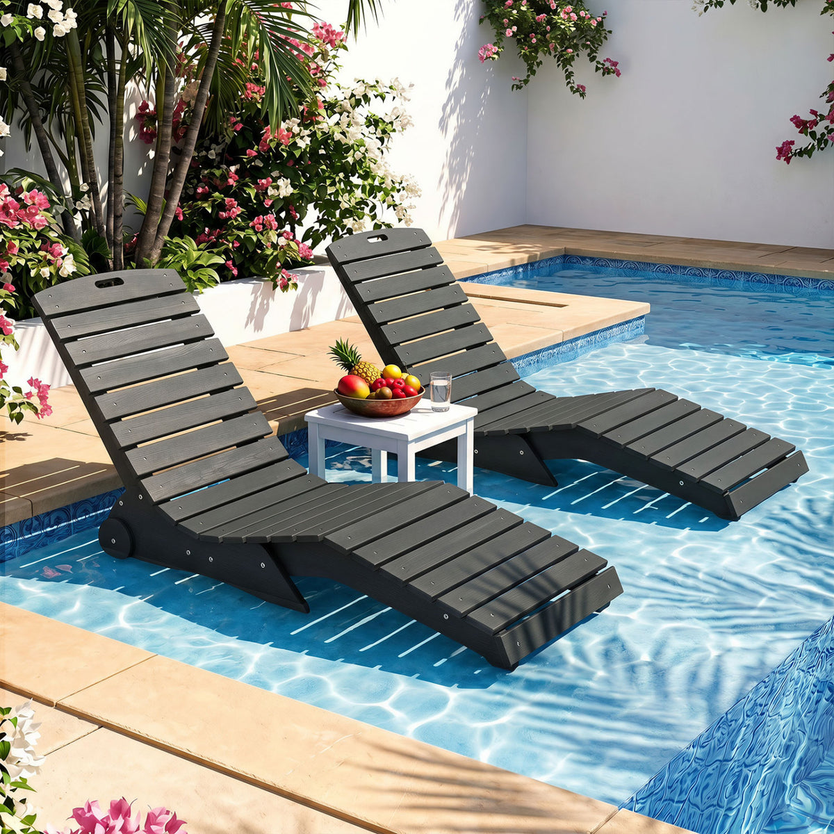 In-Pool Lounge Chair with Weighted Anti-Floating Design 450 LBS for Baja Shelf