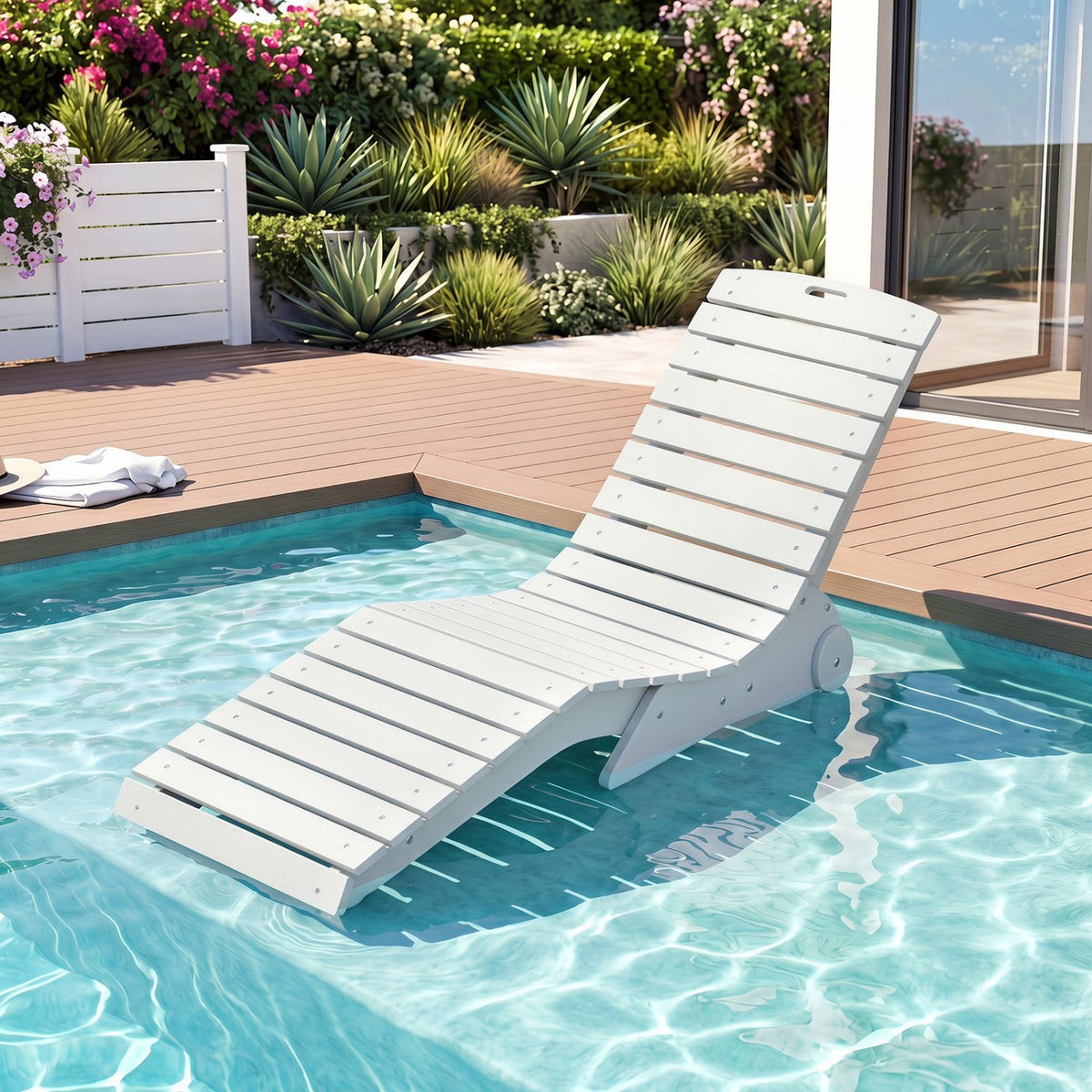 In-Pool Lounge Chair with Weighted Anti-Floating Design 450 LBS for Baja Shelf