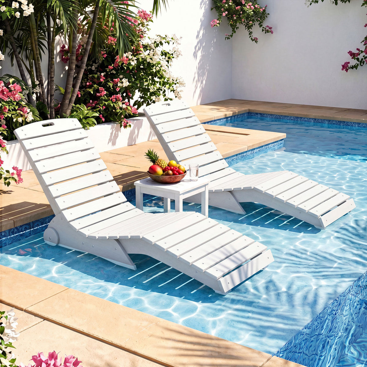 In-Pool Lounge Chair with Weighted Anti-Floating Design 450 LBS for Baja Shelf