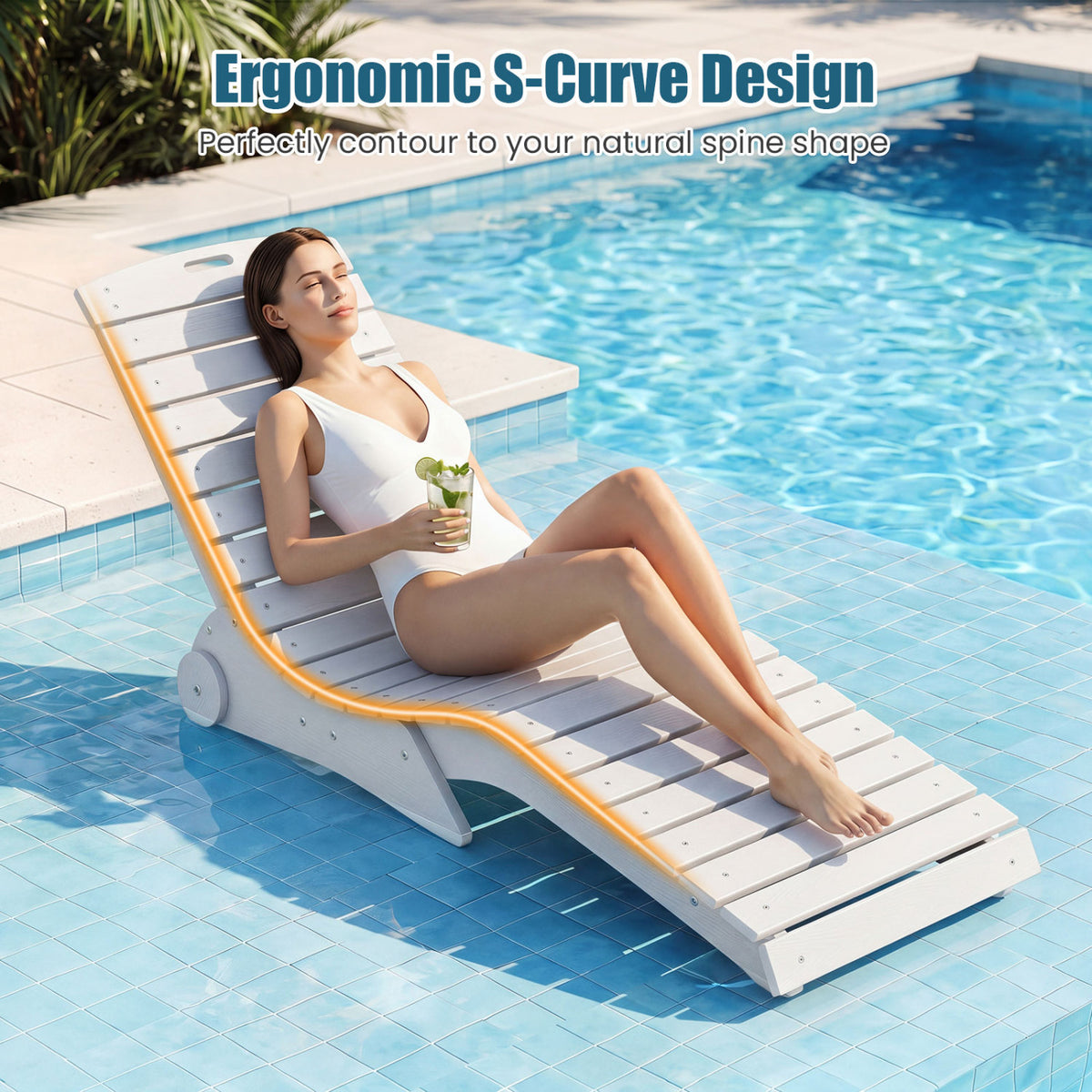 In-Pool Lounge Chair with Weighted Anti-Floating Design 450 LBS for Baja Shelf