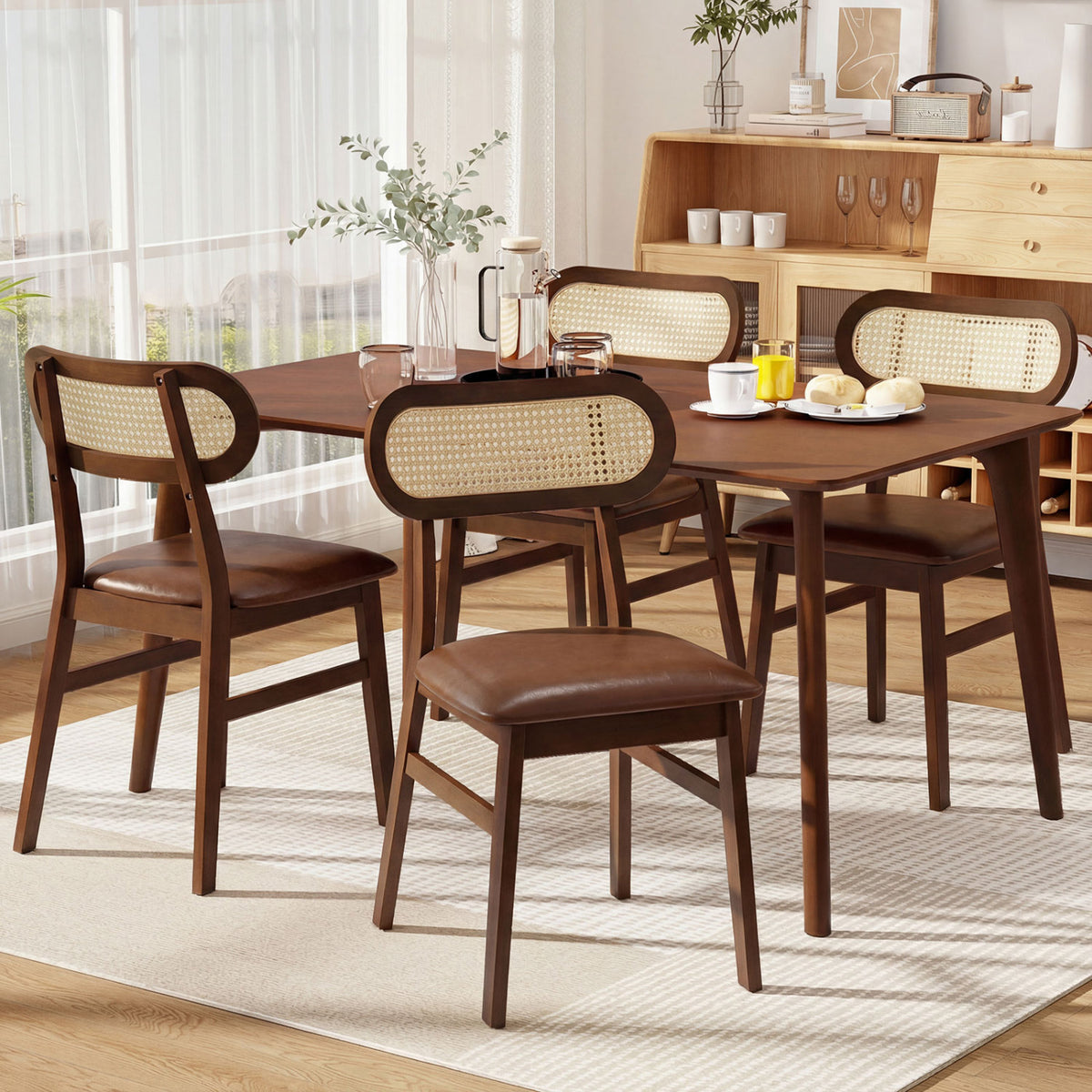 Indoor Mid Century Wood Dining Chairs Set of 2  for Dining Room