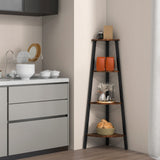4-Tier Industrial Corner Ladder Shelf Display Rack for Home Office