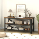 3-Tier Industrial Entertainment TV Stand with Metal Mesh Shelf