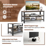 3-Tier Industrial Entertainment TV Stand with Metal Mesh Shelf