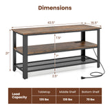 3-Tier Industrial Entertainment TV Stand with Metal Mesh Shelf