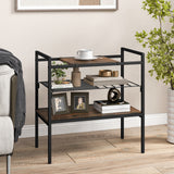 Industrial Entryway Table with Removable Panel and Mesh Shelf