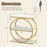 Industrial Faux Marble Side Table with Metal Frame for Living Room Bedroom