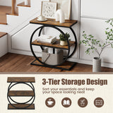 Industrial Faux Marble Side Table with Metal Frame for Living Room Bedroom