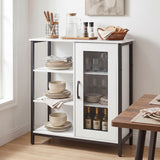 Industrial Side Cabinet with Metal Mesh Door and 3 Open Shelves