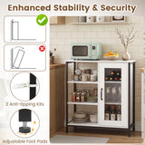 Industrial Side Cabinet with Metal Mesh Door and 3 Open Shelves