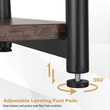 3-Tier Industrial Side Table with Adjustable Mesh Shelf-Rustic Brown