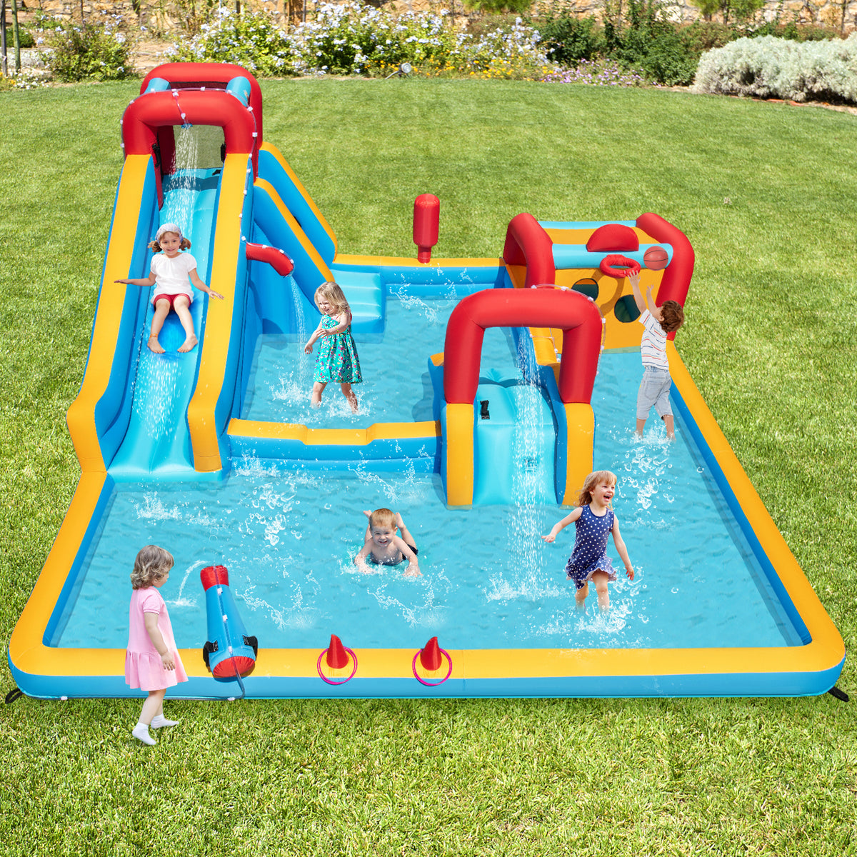 Bounce Ho Inflatable Double Water Slide Park 9-in-1 Giant Bounce Ho... – Moogdesk