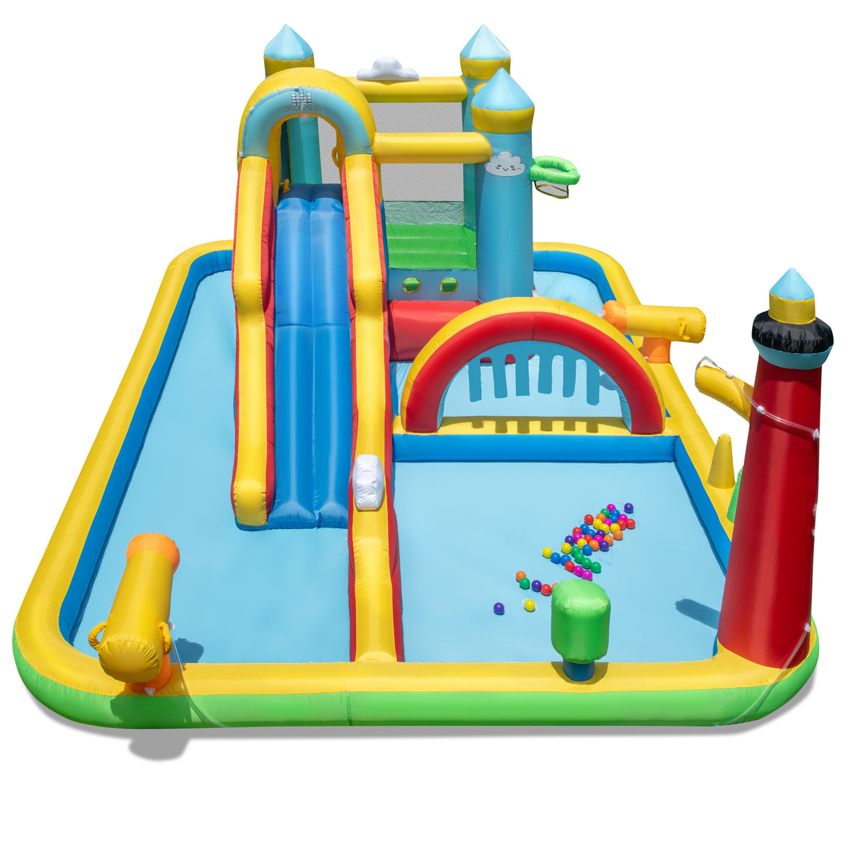 Inflatable Water Slide Giant Water Park with Long Slide Jumping Area