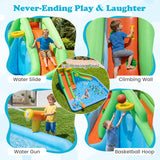 Inflatable Water Slide for Kids with Double Slides with Splash Pool Water Cannon and Basketball Hoop for Backyard Fun