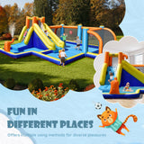 Giant Soccer-Themed Inflatable Water Slide with 735W Blower