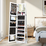 360° Swivel Jewelry Armoire Standing Jewelry Organizer with Full Length Mirror and Back Shelves