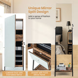 Lockable Freestanding Jewelry Organizer with Full-Length Frameless Mirror