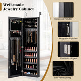 Jewelry Cabinet Wall or Door Mounted Jewelry Armoire with Full-Length Mirror-Black