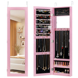 Full Length Mirror Jewelry Cabinet with Ring Slots and Necklace Hooks