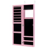 Full Length Mirror Jewelry Cabinet with Ring Slots and Necklace Hooks