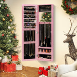 Full Length Mirror Jewelry Cabinet with Ring Slots and Necklace Hooks