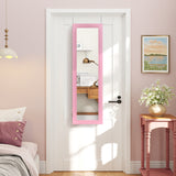 Full Length Mirror Jewelry Cabinet with Ring Slots and Necklace Hooks