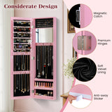 Full Length Mirror Jewelry Cabinet with Ring Slots and Necklace Hooks