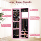 Full Length Mirror Jewelry Cabinet with Ring Slots and Necklace Hooks