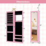 Full Length Mirror Jewelry Cabinet with Ring Slots and Necklace Hooks