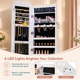 Jewelry Cabinet with Full-Length Mirror Large Storage Capacity-White