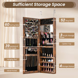 43.5 Inch Jewelry Mirror Cabinet with Full-length Mirror and Adjustable Hangers