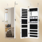 43.5 Inch Jewelry Mirror Cabinet with Full-length Mirror and Adjustable Hangers