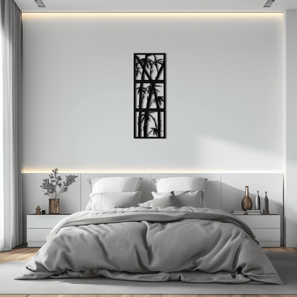 Bamboo Panel Metal Wall Art - Steel Wall Decor for Home and Office - KAF011
