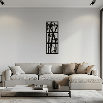 Bamboo Panel Metal Wall Art - Steel Wall Decor for Home and Office - KAF011