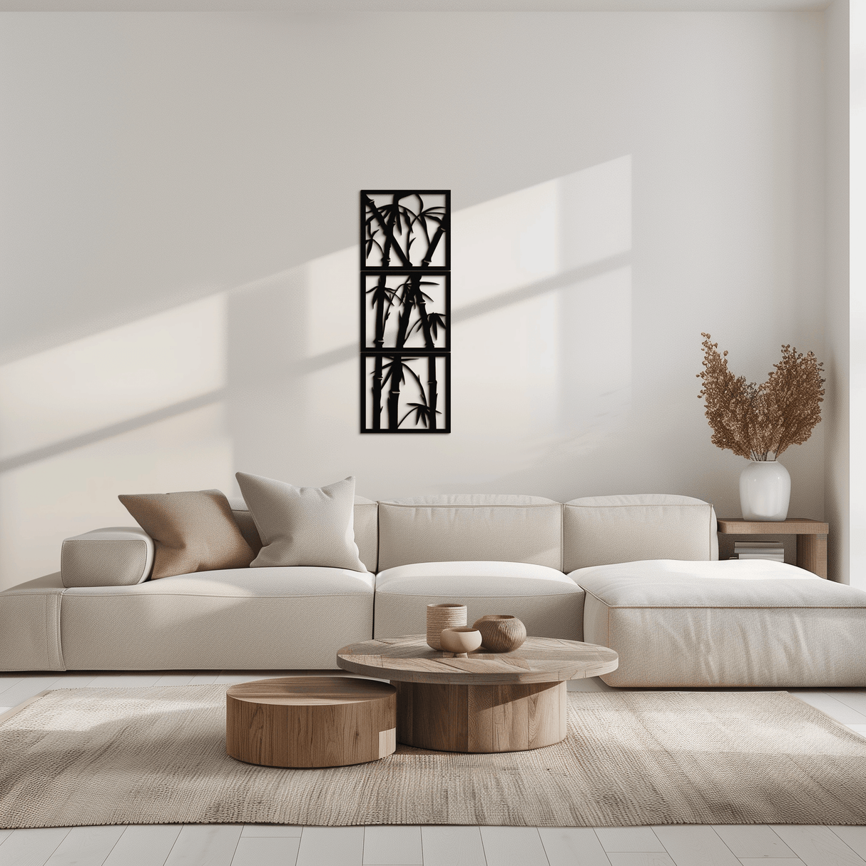 Bamboo Panel Metal Wall Art - Steel Wall Decor for Home and Office - KAF011