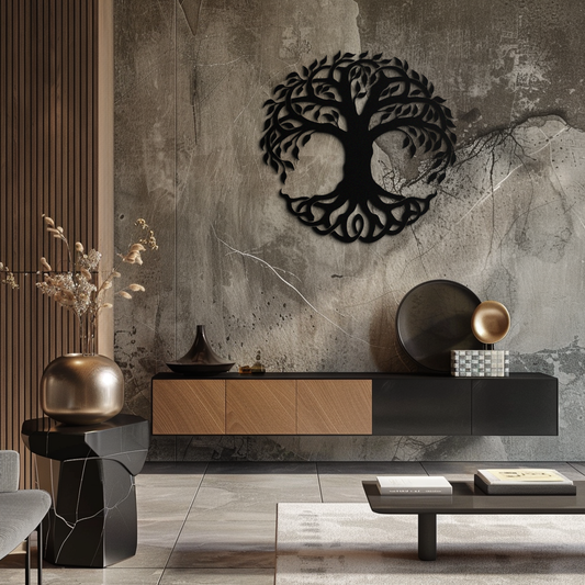 Tree of Life Metal Wall Art – Round Nature-Inspired Decor - KAF220