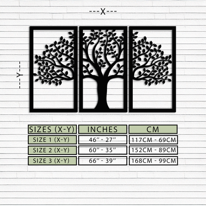 Tree of Life Metal Wall Art – 3-Panel Nature Decor - KAF221